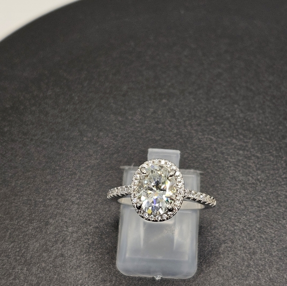 Certified GRA Moissanite Ring 18k White Gold over Sterling Silver Sz 7! New - Picture 6 of 7